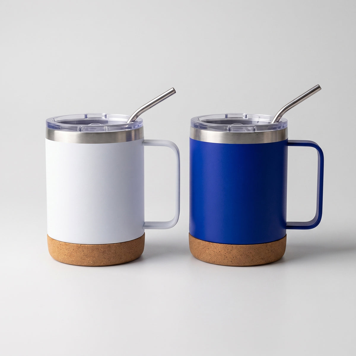 Executive 380ml insulated stainless steel coffee mugs featuring natural cork bases and handles by Print365 Nairobi