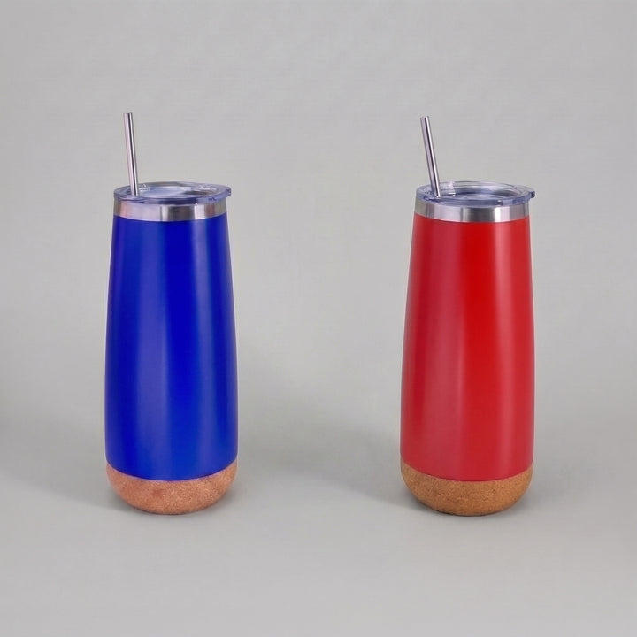 Custom branded Blue and Red 650ml thermal travel mug with cork base in Nairobi