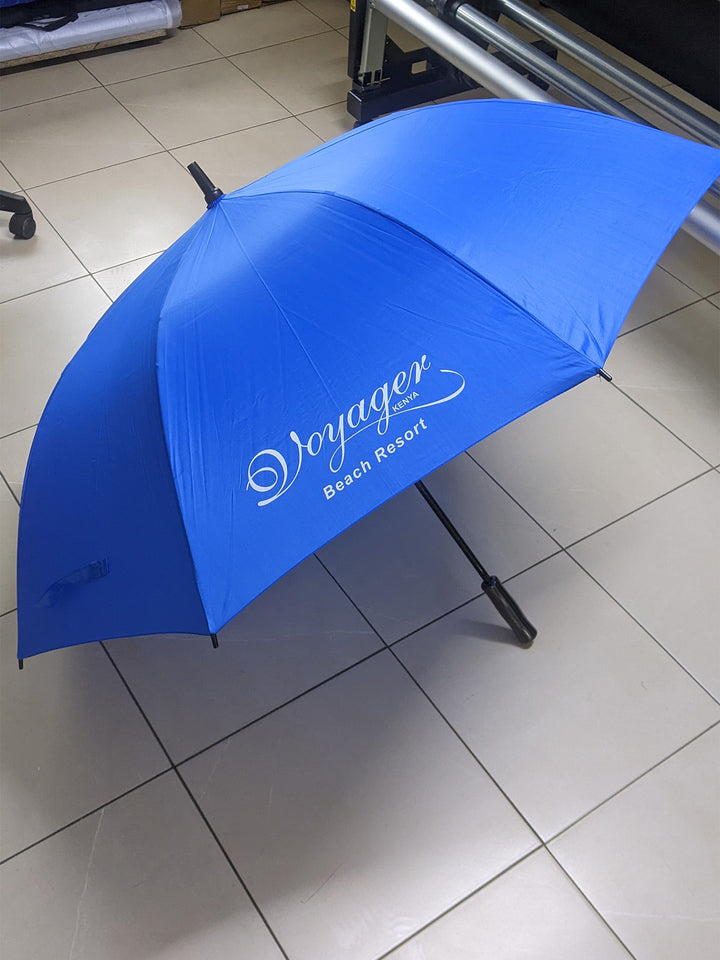 Blue umbrella with &