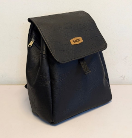 Custom Branded Executive Leatherette Minimalist Flap Backpack (Black &amp; Nude)