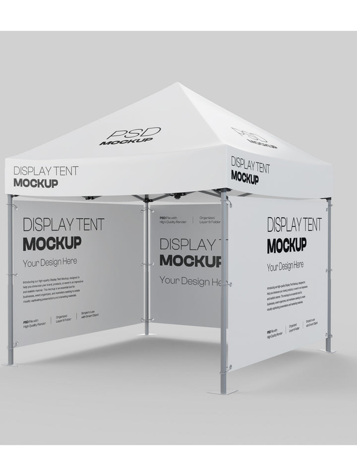 A white pop-up display tent mockup with branded panels by Print365 Kenya