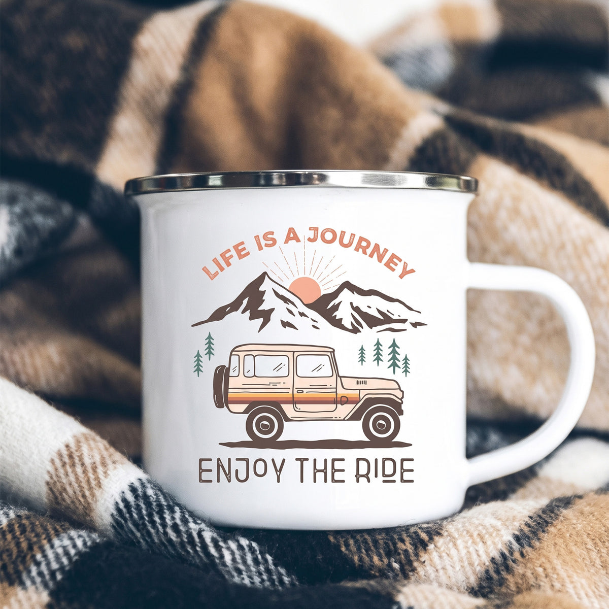 Custom printed enamel mug with personalized art done in Nairobi, Kenya