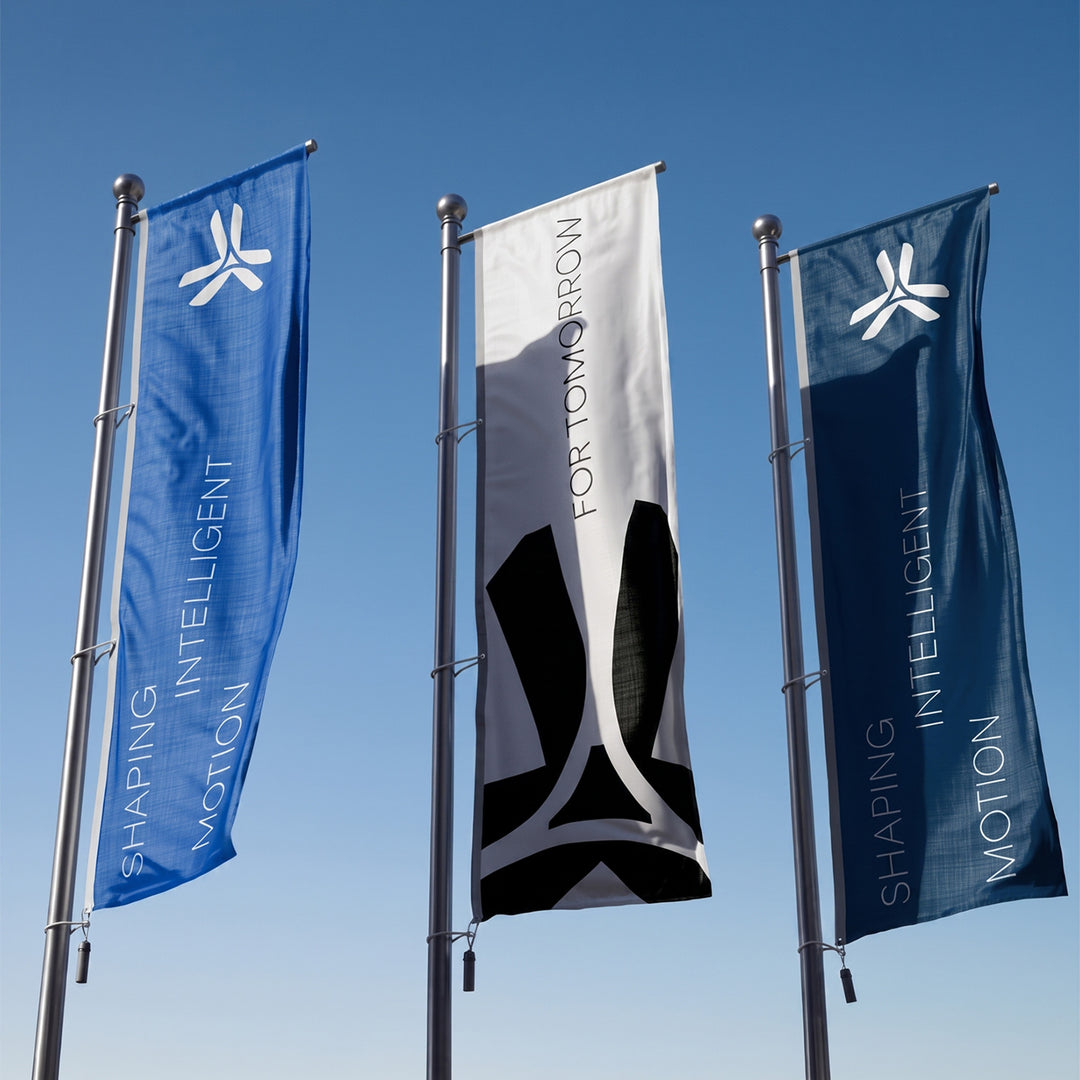 3 custom made telescopic banners in different colours by Print365 Nairobi