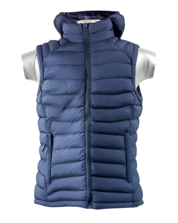 Custom embroidered sleeveless puffer jacket with corporate chest logo by Print365 Kenya