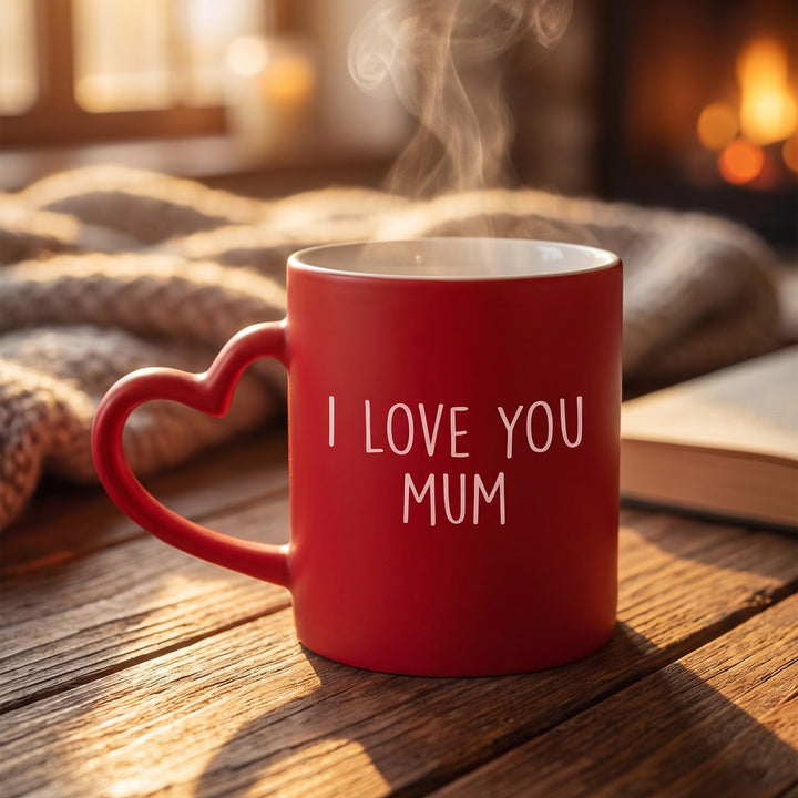 Close-up of heat-sensitive ceramic coating fading to reveal personalized printed text on a love handle mug by Print365 Kenya