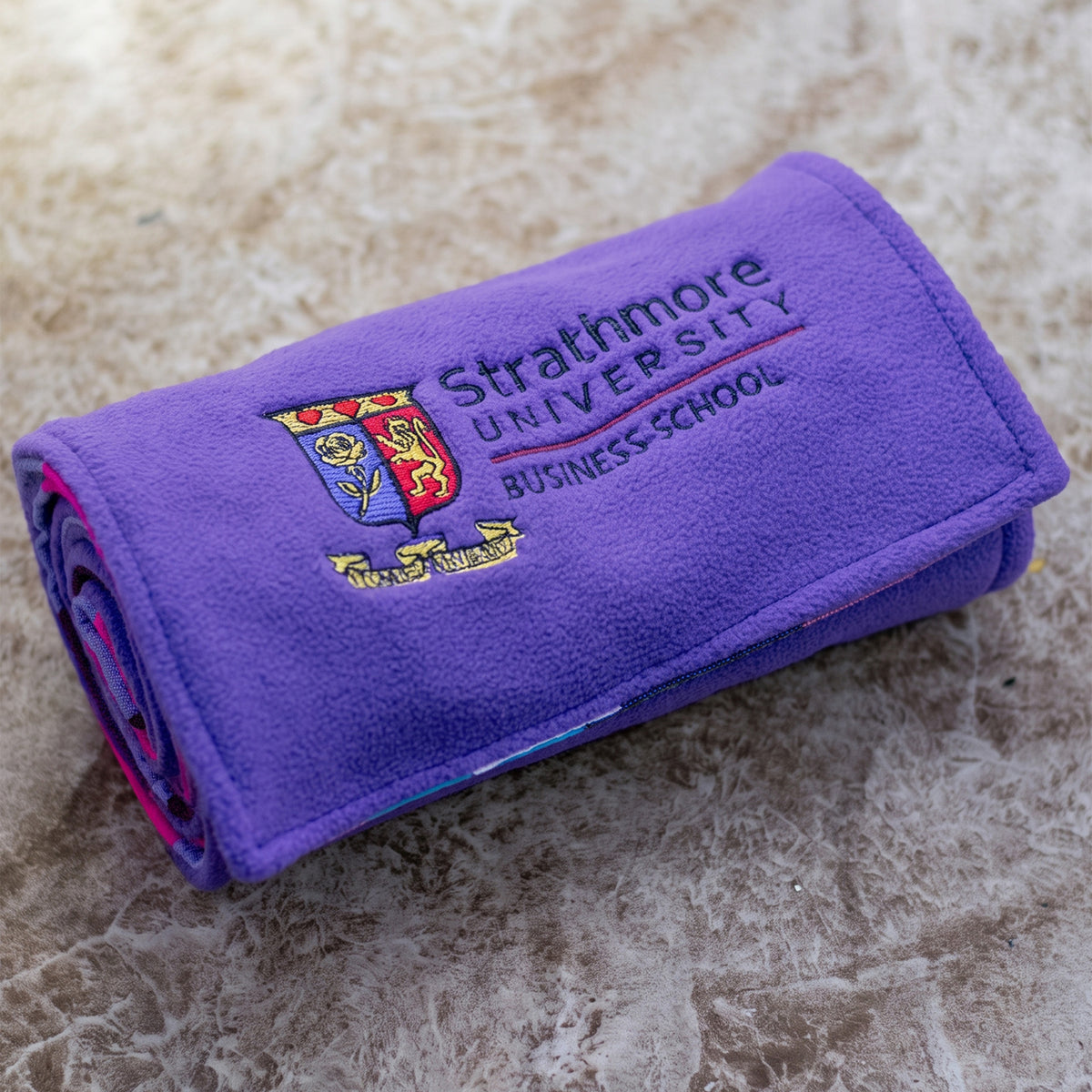 Custom embroidered multi-color fleece-lined Maasai Shuka blanket by Print365 Kenya