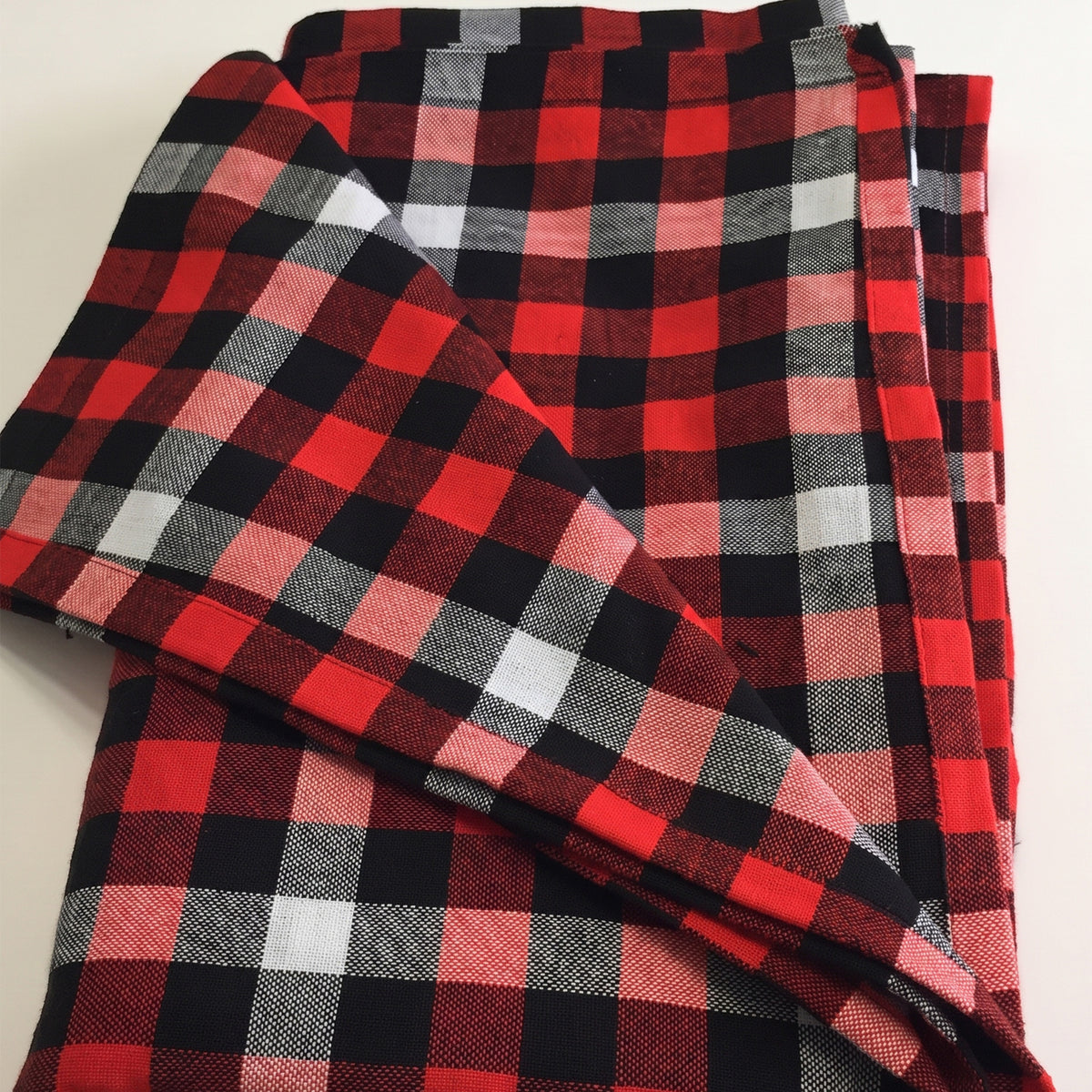 Custom branded classic single layer Maasai Shuka in red black white plaid by Print365 Kenya