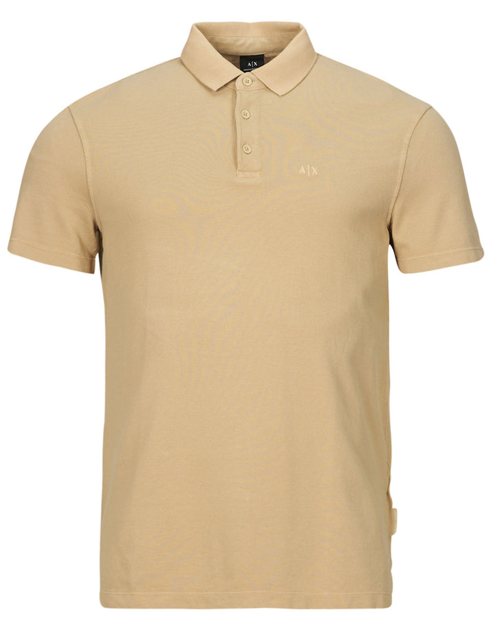 Close up of breathable cotton polo shirt collar and buttons