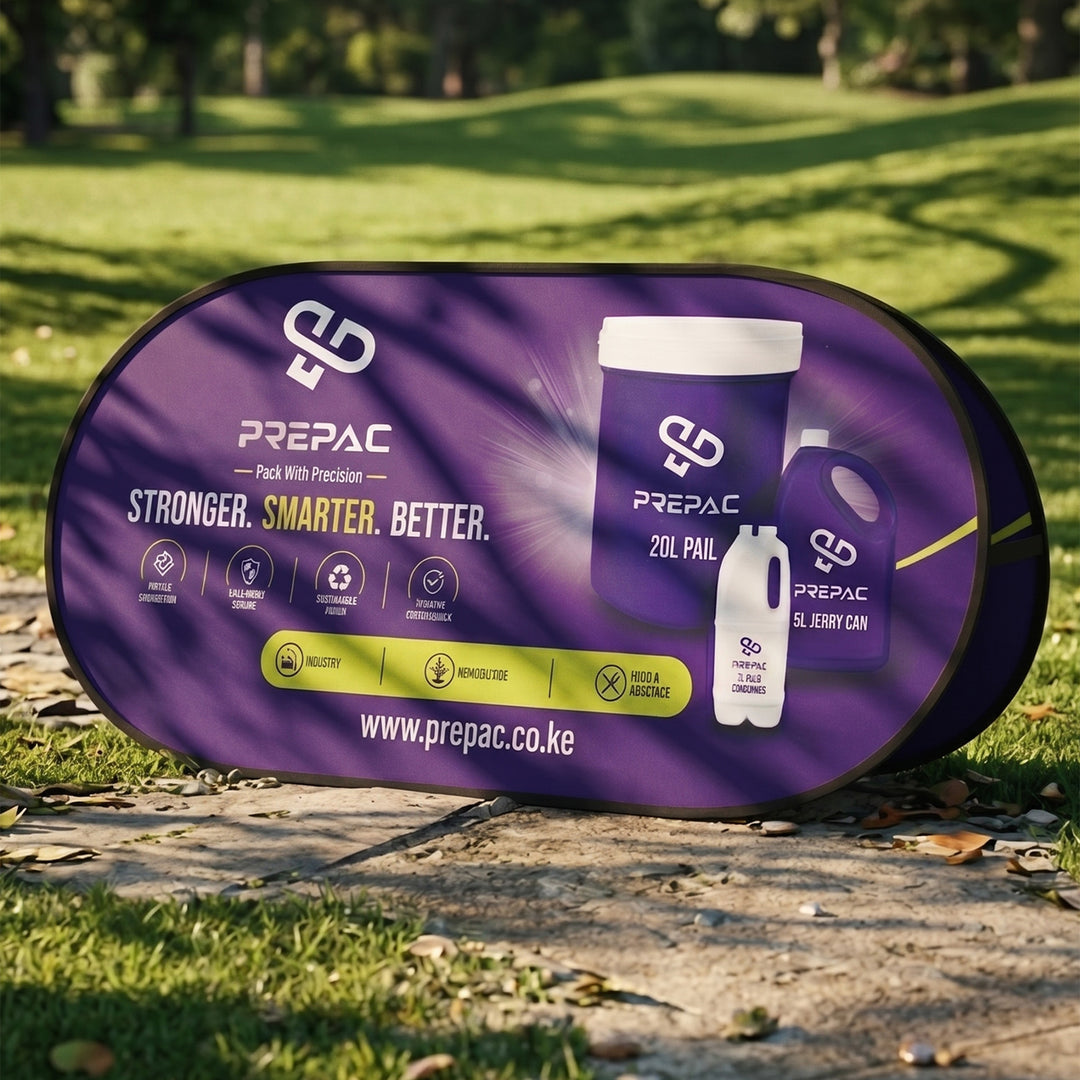 Custom promotional pop-up banner for PREPAC done by Print365 Nairobi