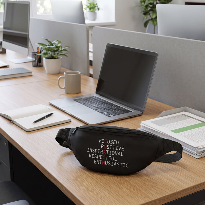 Custom embroidered pouch on an office desk, Print365 Nairobi