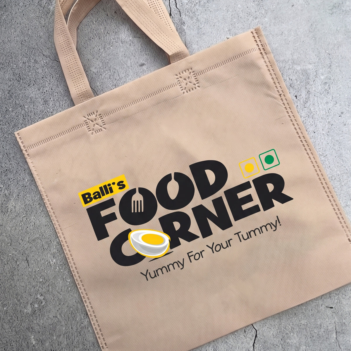 Custom printed Kraft paper shopping bag with twisted rope handles and logo by Print365 Kenya