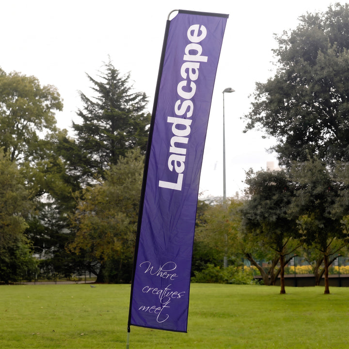 Customized blue telescopic banner in an outdoor setting done in Kenya