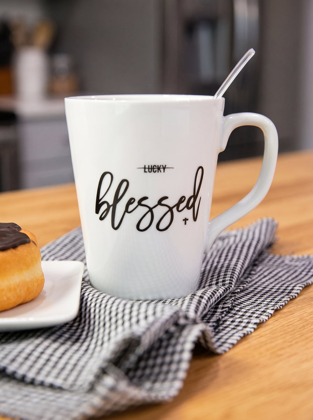 Custom printed white concave ceramic mug with personalized text by Print365 Kenya