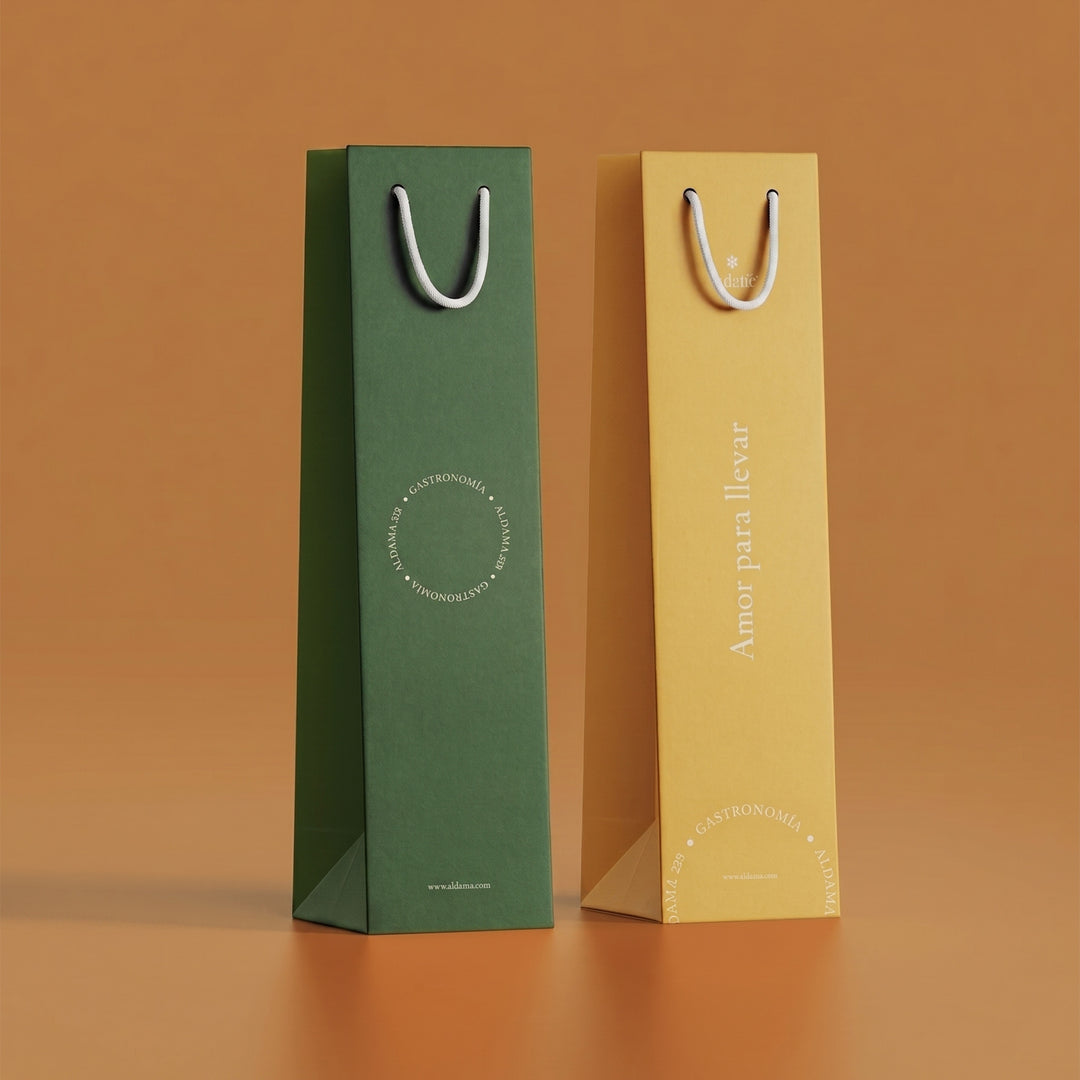 2 custom designed wine bags in green and yellow done by Print365 Kenya